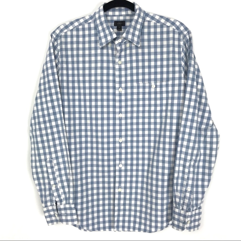 J. Crew Mens Medium Jaspe Blue Gingham Check Shirt